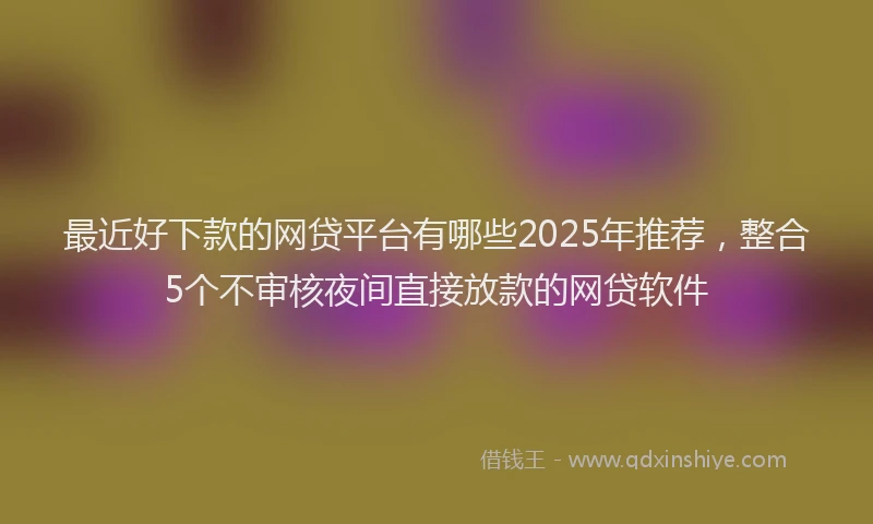最近好下款的网贷平台有哪些2025年推荐，整合5个不审核夜间直接放款的网贷软件