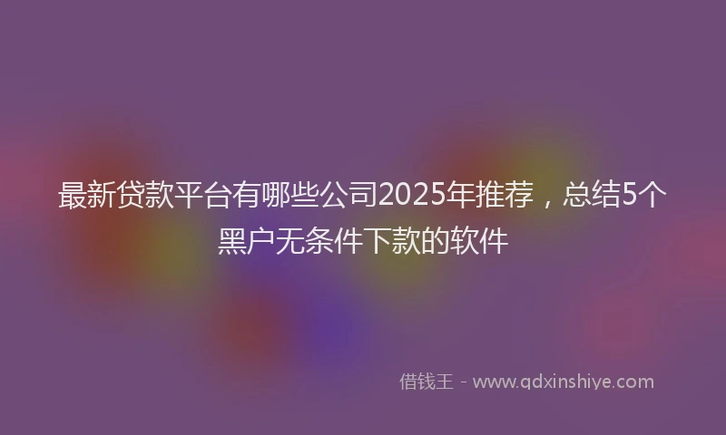 最新贷款平台有哪些公司2025年推荐，总结5个黑户无条件下款的软件