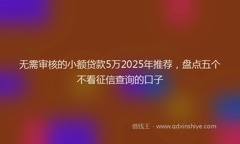 无需审核的小额贷款5万2025年推荐，盘点五个不看征信查询的口子