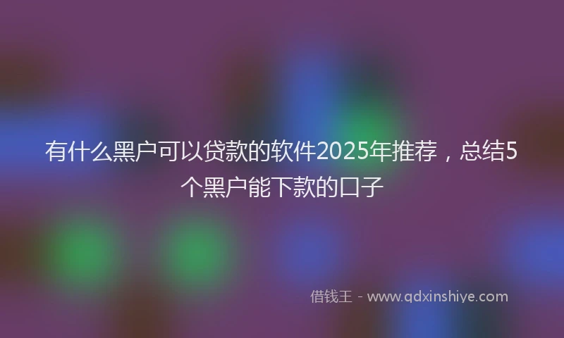 有什么黑户可以贷款的软件2025年推荐，总结5个黑户能下款的口子