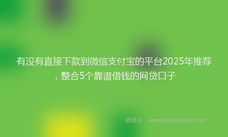 有没有直接下款到微信支付宝的平台2025年推荐，整合5个靠谱借钱的网贷口子