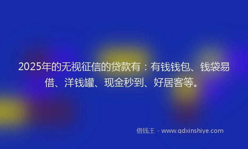 2025年的无视征信的贷款有：有钱钱包、钱袋易借、洋钱罐、现金秒到、好居客等。