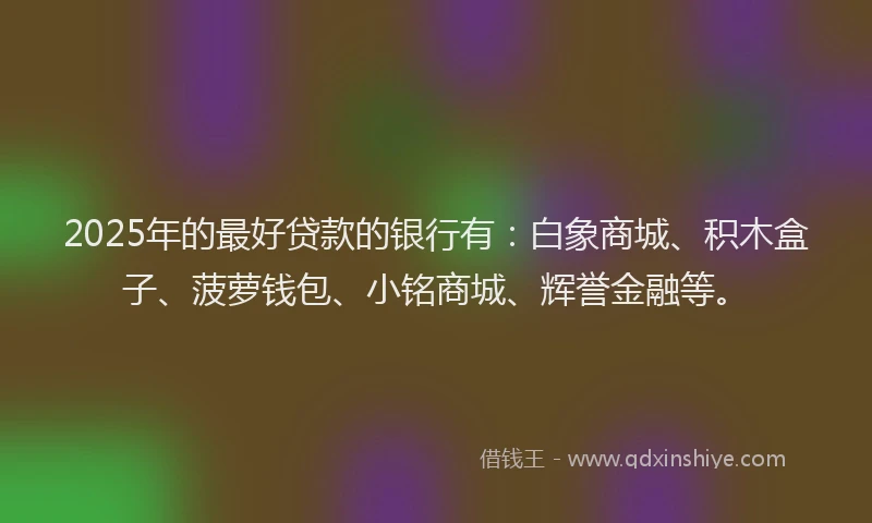 2025年的最好贷款的银行有：白象商城、积木盒子、菠萝钱包、小铭商城、辉誉金融等。