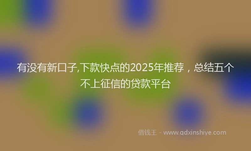 有没有新口子,下款快点的2025年推荐，总结五个不上征信的贷款平台