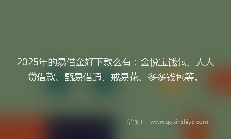 2025年的易借金好下款么有：金悦宝钱包、人人贷借款、甄易借通、戒易花、多多钱包等。