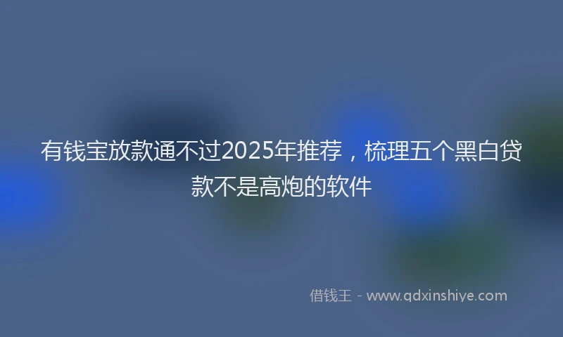 有钱宝放款通不过2025年推荐，梳理五个黑白贷款不是高炮的软件
