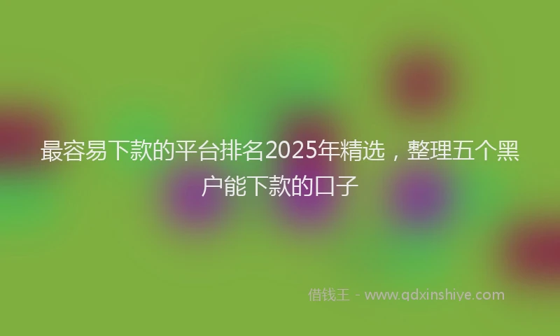 最容易下款的平台排名2025年精选，整理五个黑户能下款的口子