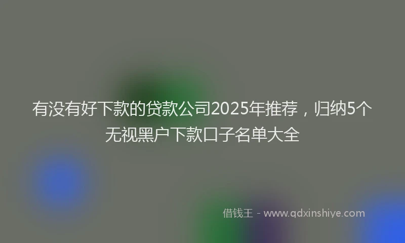 有没有好下款的贷款公司2025年推荐，归纳5个无视黑户下款口子名单大全