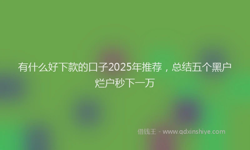 有什么好下款的口子2025年推荐，总结五个黑户烂户秒下一万