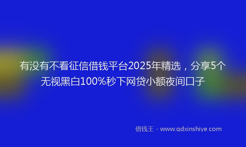 有没有不看征信借钱平台2025年精选，分享5个无视黑白100%秒下网贷小额夜间口子
