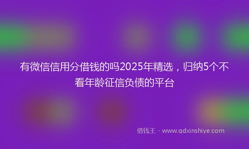 有微信信用分借钱的吗2025年精选，归纳5个不看年龄征信负债的平台