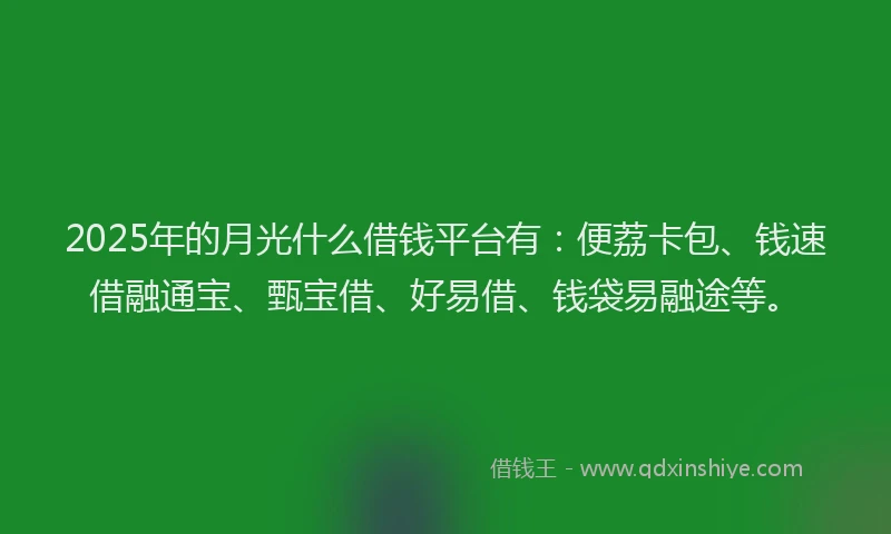 2025年的月光什么借钱平台有：便荔卡包、钱速借融通宝、甄宝借、好易借、钱袋易融途等。