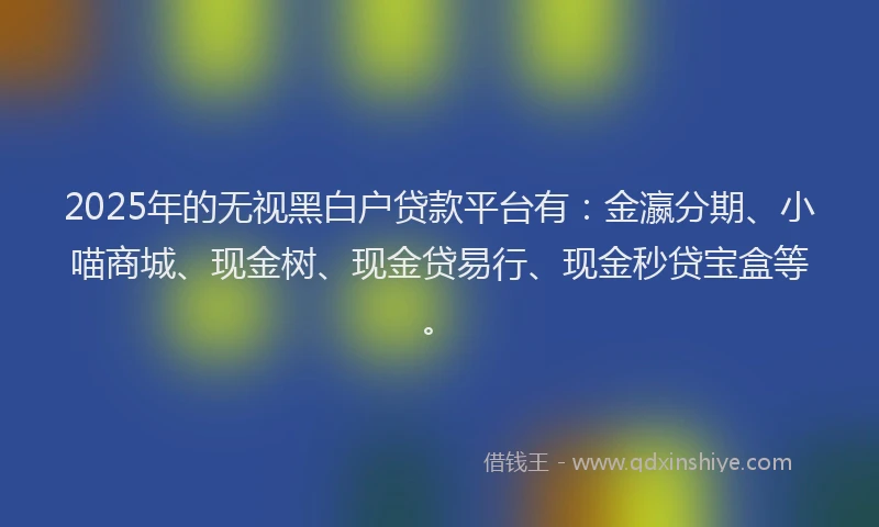 2025年的无视黑白户贷款平台有：金瀛分期、小喵商城、现金树、现金贷易行、现金秒贷宝盒等。