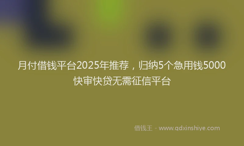 月付借钱平台2025年推荐，归纳5个急用钱5000快审快贷无需征信平台