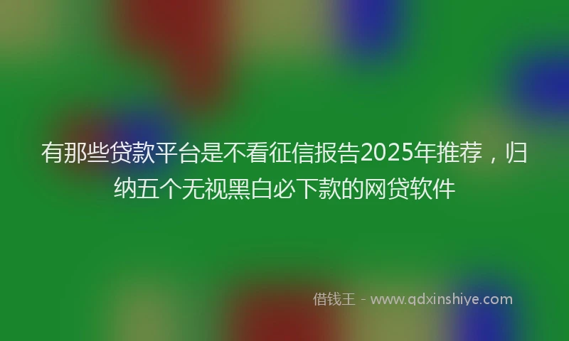 有那些贷款平台是不看征信报告2025年推荐，归纳五个无视黑白必下款的网贷软件