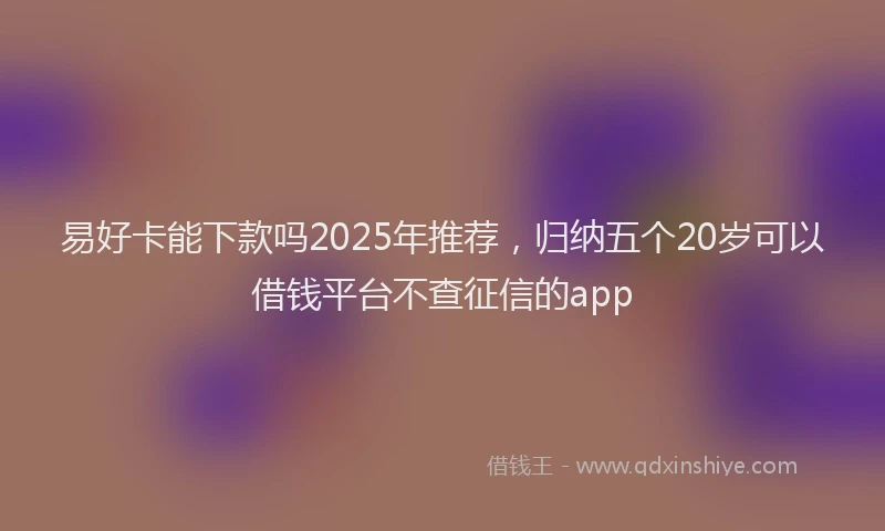 易好卡能下款吗2025年推荐，归纳五个20岁可以借钱平台不查征信的app