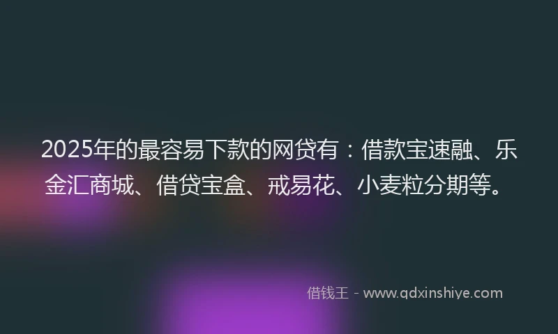 2025年的最容易下款的网贷有：借款宝速融、乐金汇商城、借贷宝盒、戒易花、小麦粒分期等。