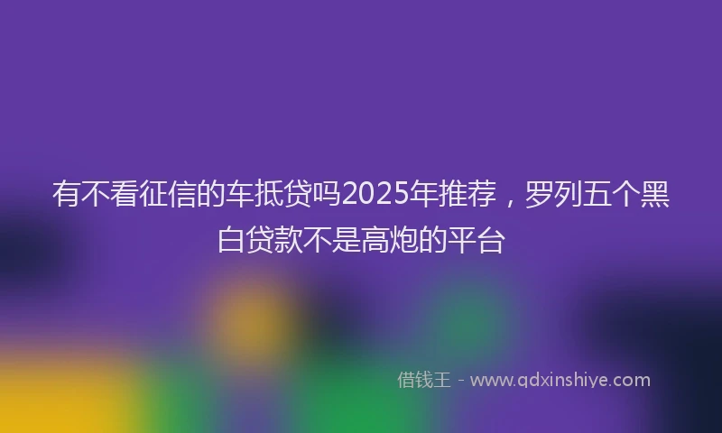 有不看征信的车抵贷吗2025年推荐，罗列五个黑白贷款不是高炮的平台