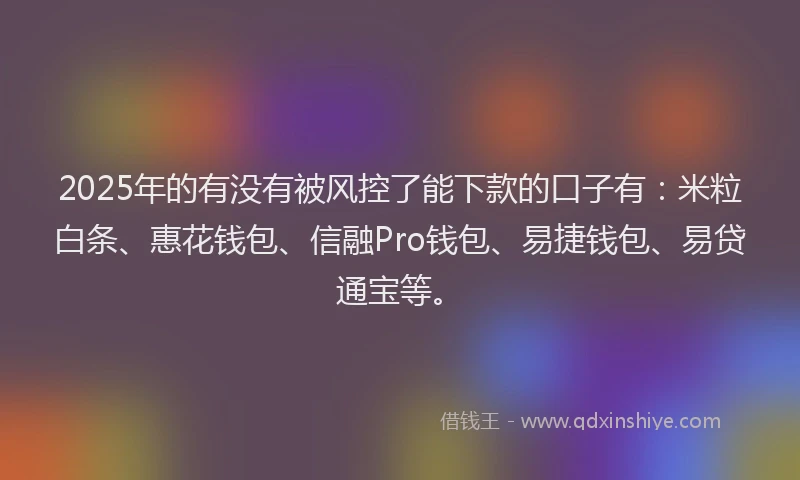 2025年的有没有被风控了能下款的口子有：米粒白条、惠花钱包、信融Pro钱包、易捷钱包、易贷通宝等。