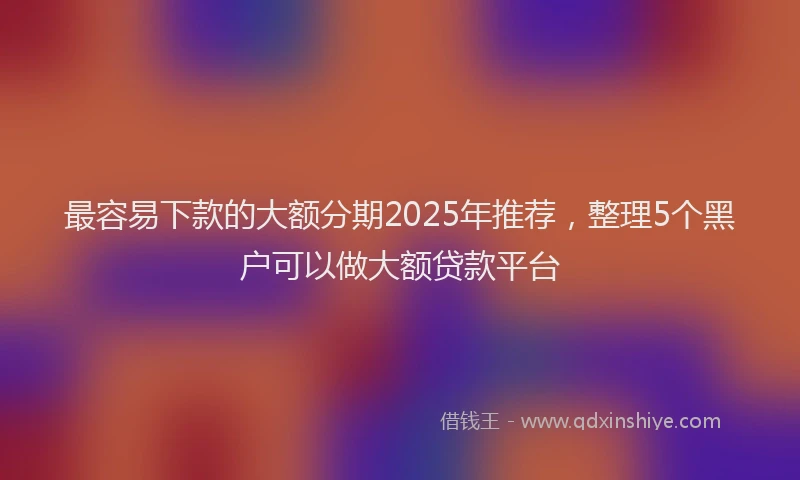 最容易下款的大额分期2025年推荐，整理5个黑户可以做大额贷款平台