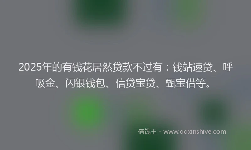 2025年的有钱花居然贷款不过有:钱站速贷、呼吸金、闪银钱包、信贷宝贷、甄宝借等。