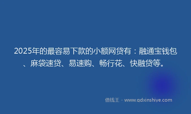 2025年的最容易下款的小额网贷有：融通宝钱包、麻袋速贷、易速购、畅行花、快融贷等。