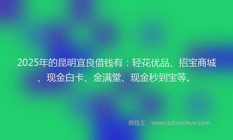 2025年的昆明宜良借钱有：轻花优品、招宝商城、现金白卡、金满堂、现金秒到宝等。