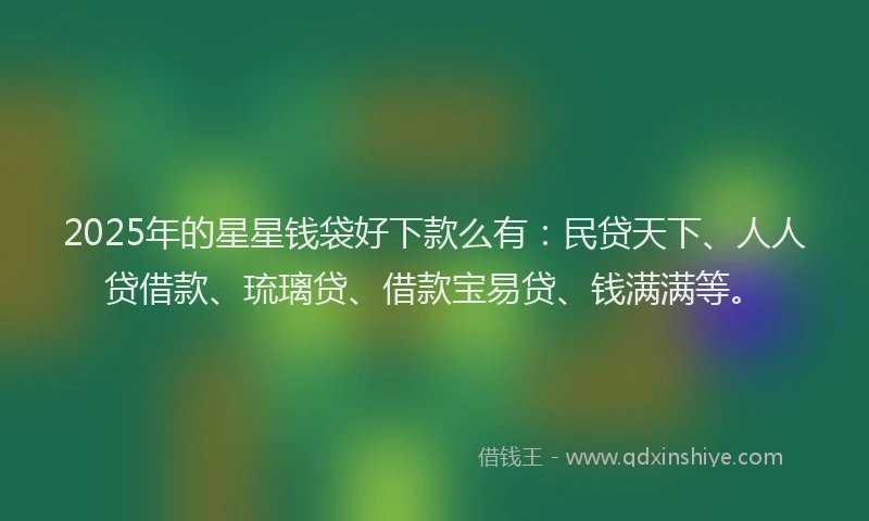 2025年的星星钱袋好下款么有：民贷天下、人人贷借款、琉璃贷、借款宝易贷、钱满满等。