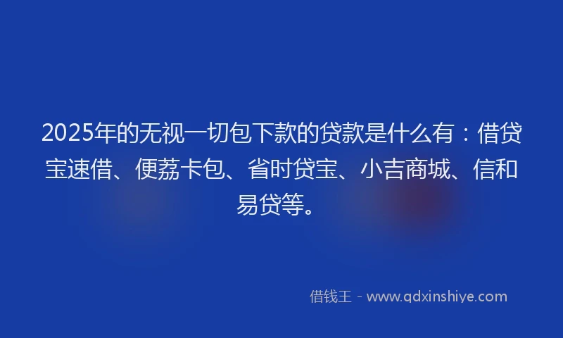 2025年的无视一切包下款的贷款是什么有：借贷宝速借、便荔卡包、省时贷宝、小吉商城、信和易贷等。