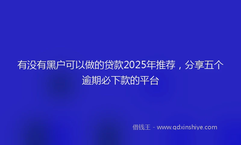 有没有黑户可以做的贷款2025年推荐，分享五个逾期必下款的平台