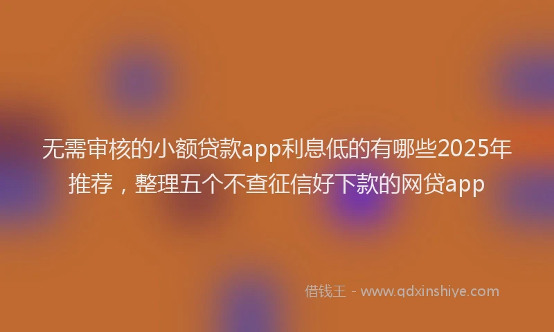 无需审核的小额贷款app利息低的有哪些2025年推荐，整理五个不查征信好下款的网贷app