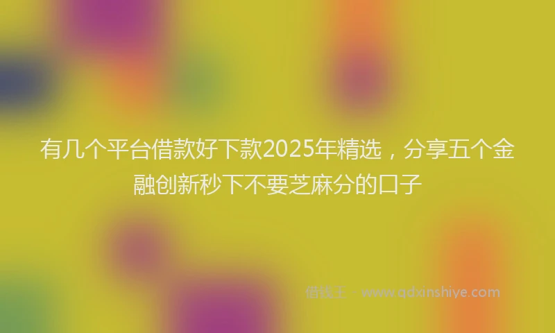 有几个平台借款好下款2025年精选，分享五个金融创新秒下不要芝麻分的口子