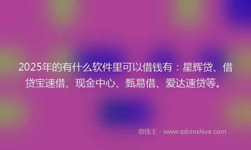 2025年的有什么软件里可以借钱有：星辉贷、借贷宝速借、现金中心、甄易借、爱达速贷等。