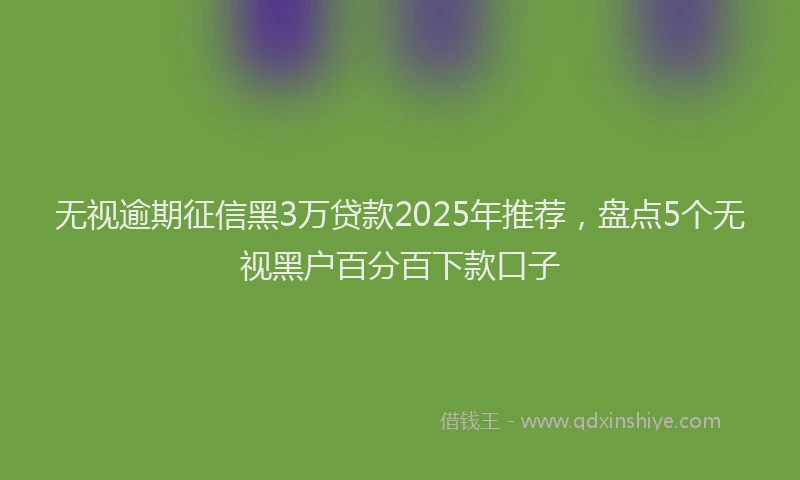 无视逾期征信黑3万贷款2025年推荐，盘点5个无视黑户百分百下款口子