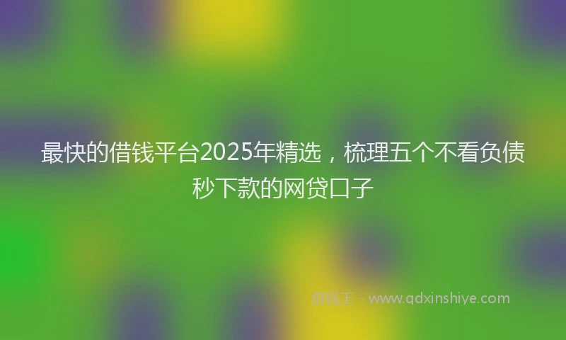 最快的借钱平台2025年精选，梳理五个不看负债秒下款的网贷口子