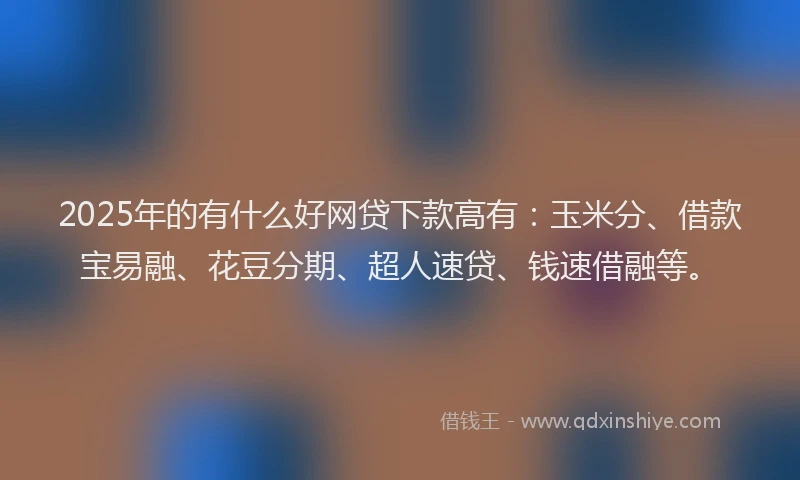 2025年的有什么好网贷下款高有：玉米分、借款宝易融、花豆分期、超人速贷、钱速借融等。