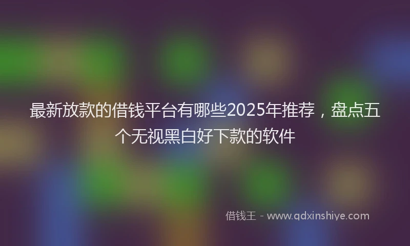 最新放款的借钱平台有哪些2025年推荐，盘点五个无视黑白好下款的软件