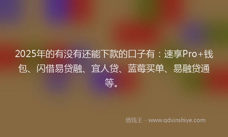 2025年的有没有还能下款的口子有：速享Pro+钱包、闪借易贷融、宜人贷、蓝莓买单、易融贷通等。