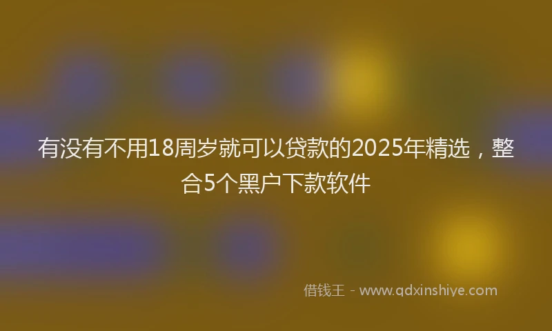有没有不用18周岁就可以贷款的2025年精选，整合5个黑户下款软件