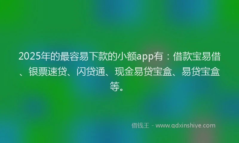 2025年的最容易下款的小额app有：借款宝易借、银票速贷、闪贷通、现金易贷宝盒、易贷宝盒等。