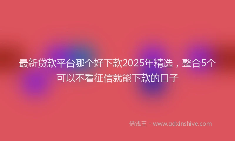 最新贷款平台哪个好下款2025年精选，整合5个可以不看征信就能下款的口子