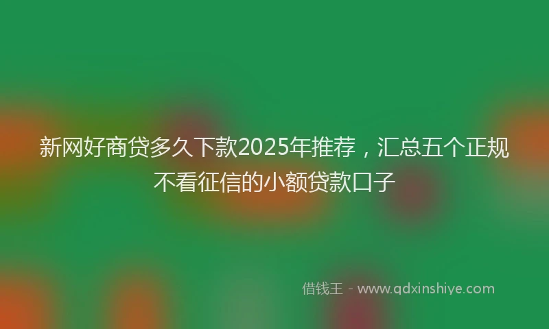 新网好商贷多久下款2025年推荐，汇总五个正规不看征信的小额贷款口子