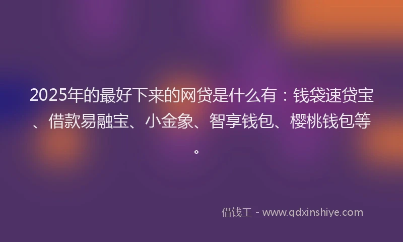 2025年的最好下来的网贷是什么有：钱袋速贷宝、借款易融宝、小金象、智享钱包、樱桃钱包等。
