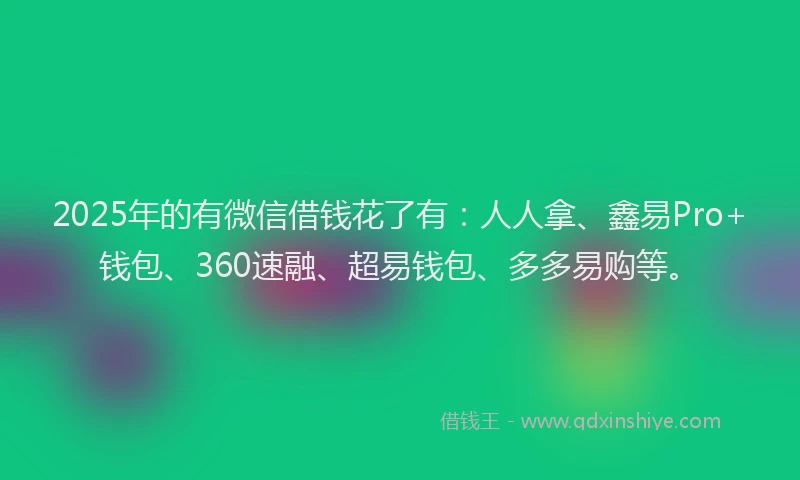 2025年的有微信借钱花了有：人人拿、鑫易Pro+钱包、360速融、超易钱包、多多易购等。