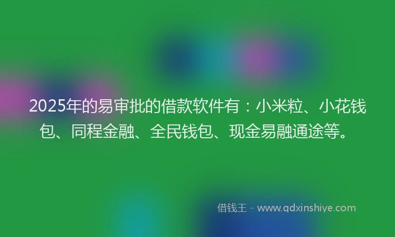 2025年的易审批的借款软件有：小米粒、小花钱包、同程金融、全民钱包、现金易融通途等。