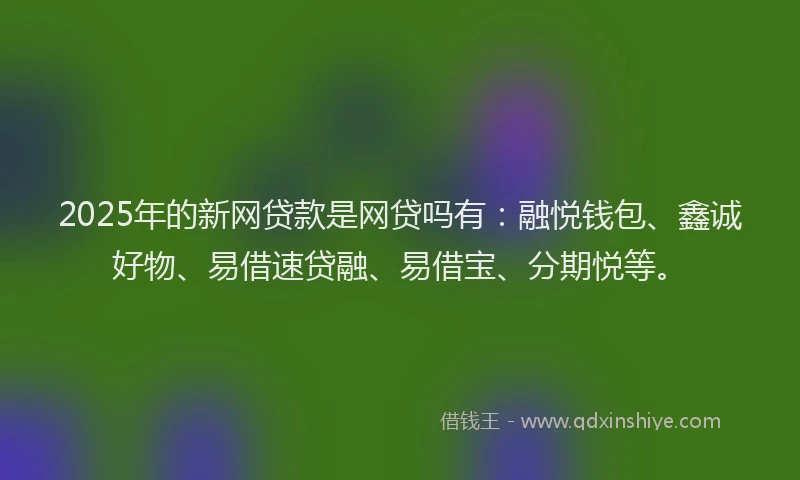 2025年的新网贷款是网贷吗有：融悦钱包、鑫诚好物、易借速贷融、易借宝、分期悦等。