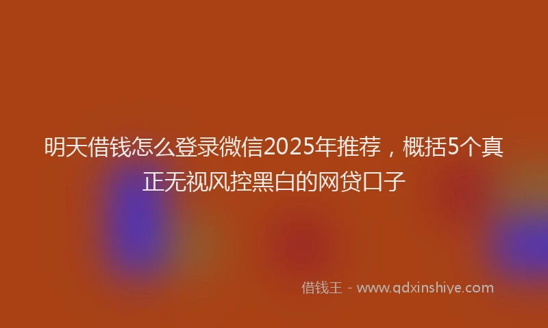 明天借钱怎么登录微信2025年推荐，概括5个真正无视风控黑白的网贷口子