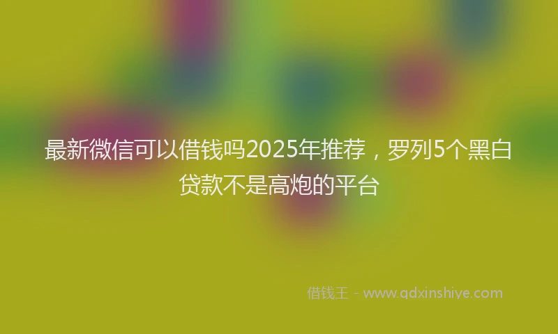 最新微信可以借钱吗2025年推荐，罗列5个黑白贷款不是高炮的平台