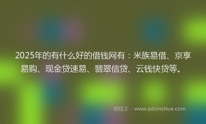 2025年的有什么好的借钱网有：米族易借、京享易购、现金贷速易、翡翠信贷、云钱快贷等。