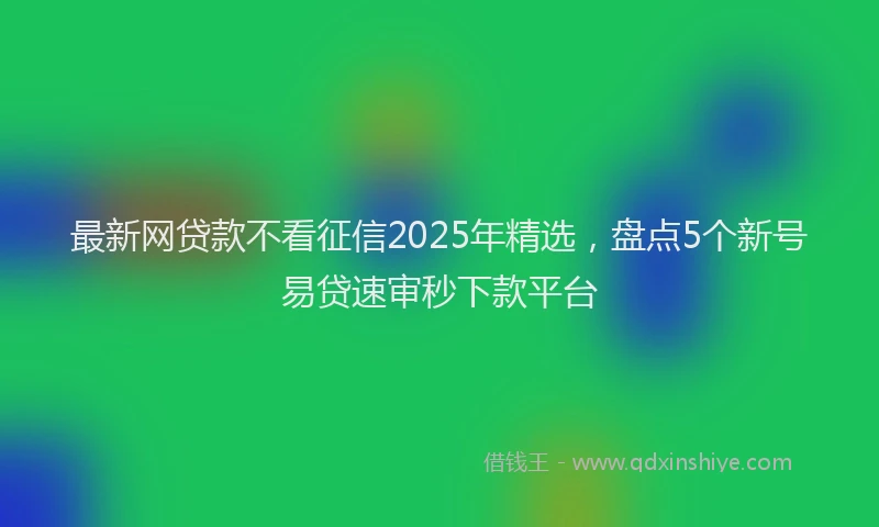 最新网贷款不看征信2025年精选，盘点5个新号易贷速审秒下款平台